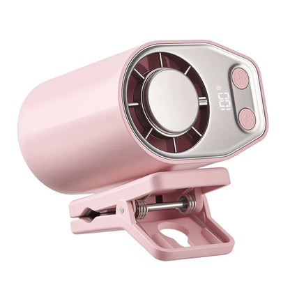 360° Clip Car Fan LED Display USB Cooling