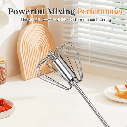 🔥Semi-Automatic Stainless Steel Rotary Whisk – Hand-Push Food-Grade Egg Beater