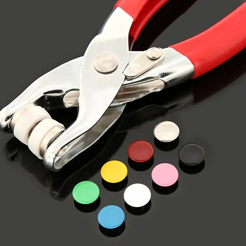 🎁Invisible Colored Metal Buckle Kit with 100pcs & Manual Pressure Pliers Claw Snap Fabric Fastener Instant Tool for Handicraft Clothing