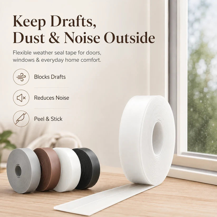 16.4Ft Door Weather Stripping | Adhesive Draft Stopper Seal Strip for Doors, Windows & Shower Doors