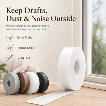 16.4Ft Door Weather Stripping | Adhesive Draft Stopper Seal Strip for Doors, Windows & Shower Doors