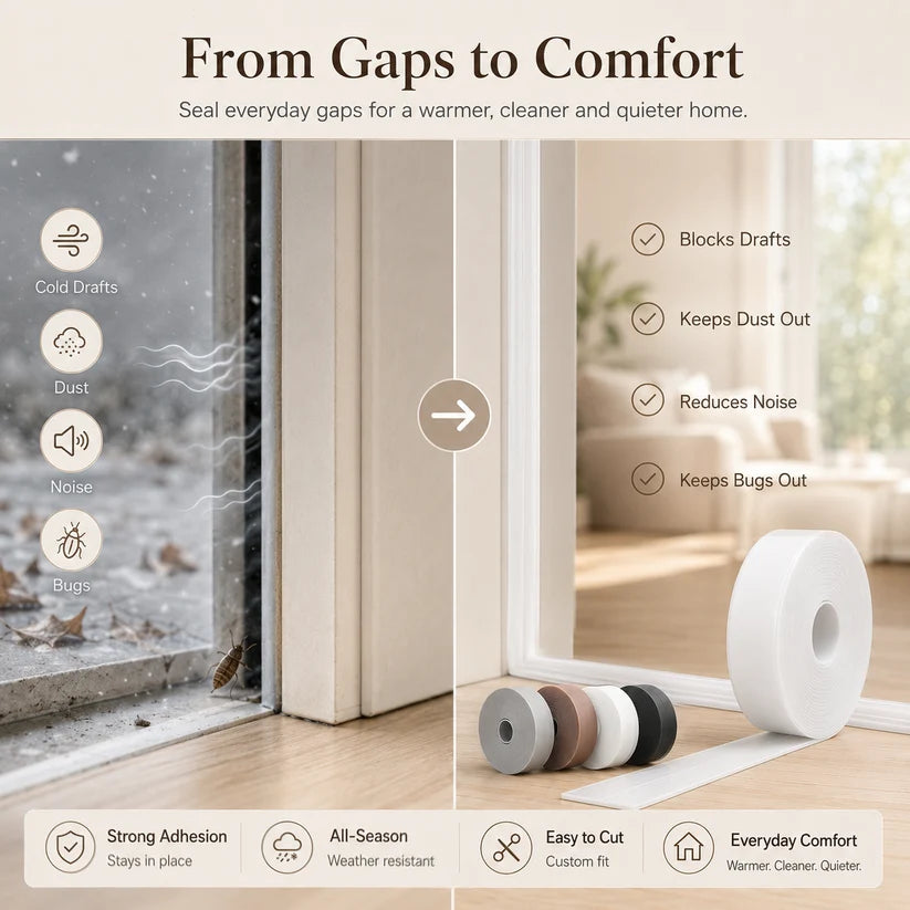 16.4Ft Door Weather Stripping | Adhesive Draft Stopper Seal Strip for Doors, Windows & Shower Doors