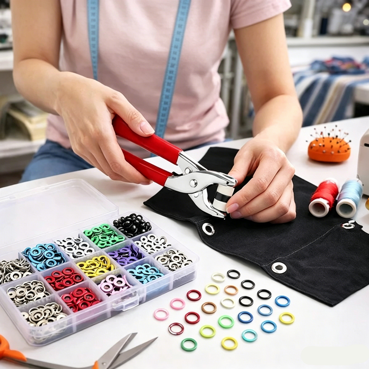 🎁Invisible Colored Metal Buckle Kit with 100pcs & Manual Pressure Pliers Claw Snap Fabric Fastener Instant Tool for Handicraft Clothing