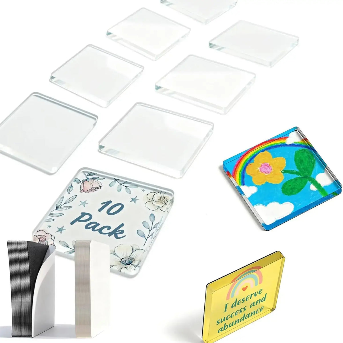 🖼️Magnetic Photo Frames 2"x2" Clear Acrylic DIY Fridge Magnets with Adhesive Backing