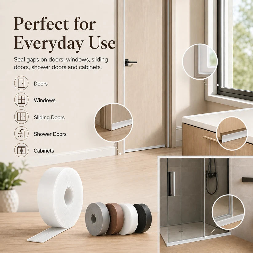 16.4Ft Door Weather Stripping | Adhesive Draft Stopper Seal Strip for Doors, Windows & Shower Doors