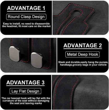 🔥Leather Car Seat Back Storage Hook, Double Hook Car Seat Hangers