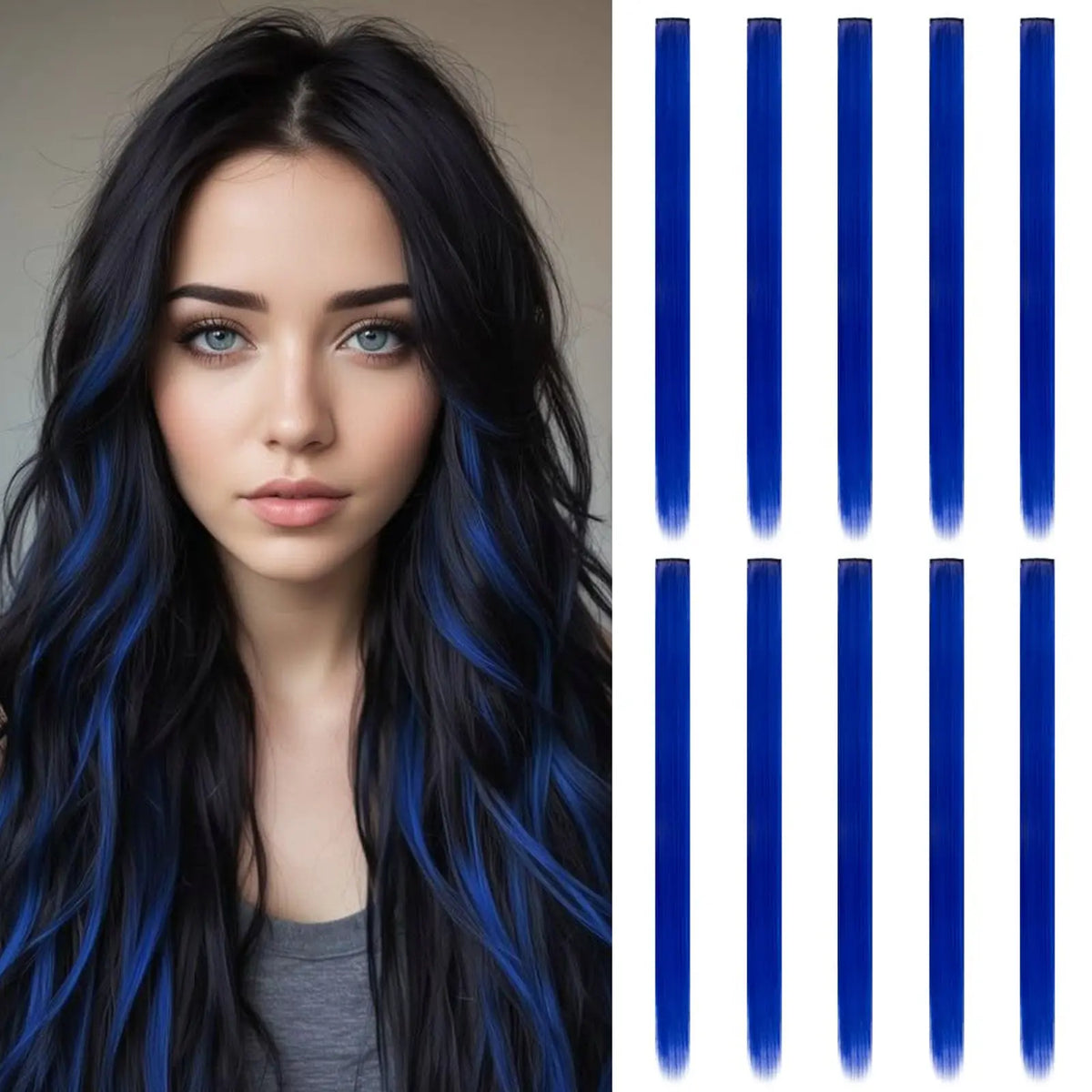 Colored Hair Extensions 20Inch Straight Color Clip in Hair Extension Rainbow Party Highlights Synthetic Hairpiece