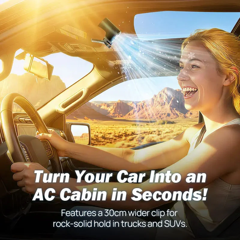 360° Clip Car Fan LED Display USB Cooling