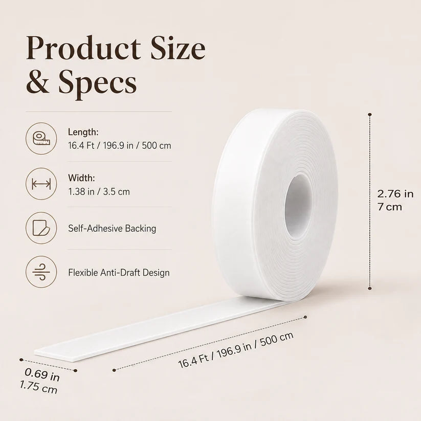 16.4Ft Door Weather Stripping | Adhesive Draft Stopper Seal Strip for Doors, Windows & Shower Doors