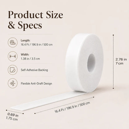 16.4Ft Door Weather Stripping | Adhesive Draft Stopper Seal Strip for Doors, Windows & Shower Doors