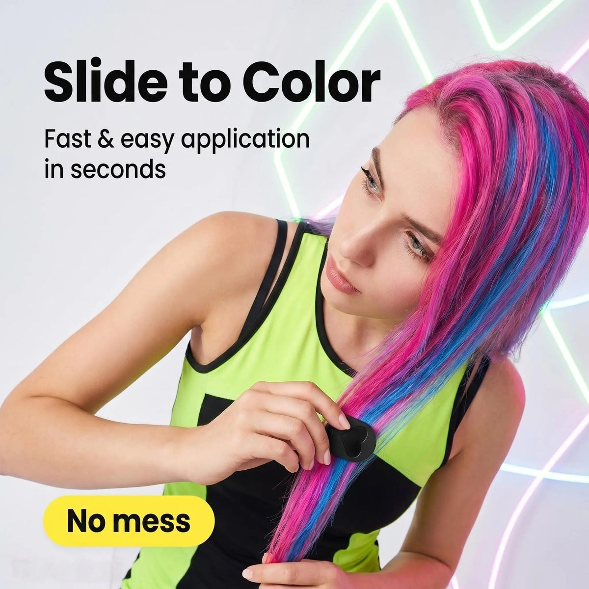 Slide-on temporary hair chalk application