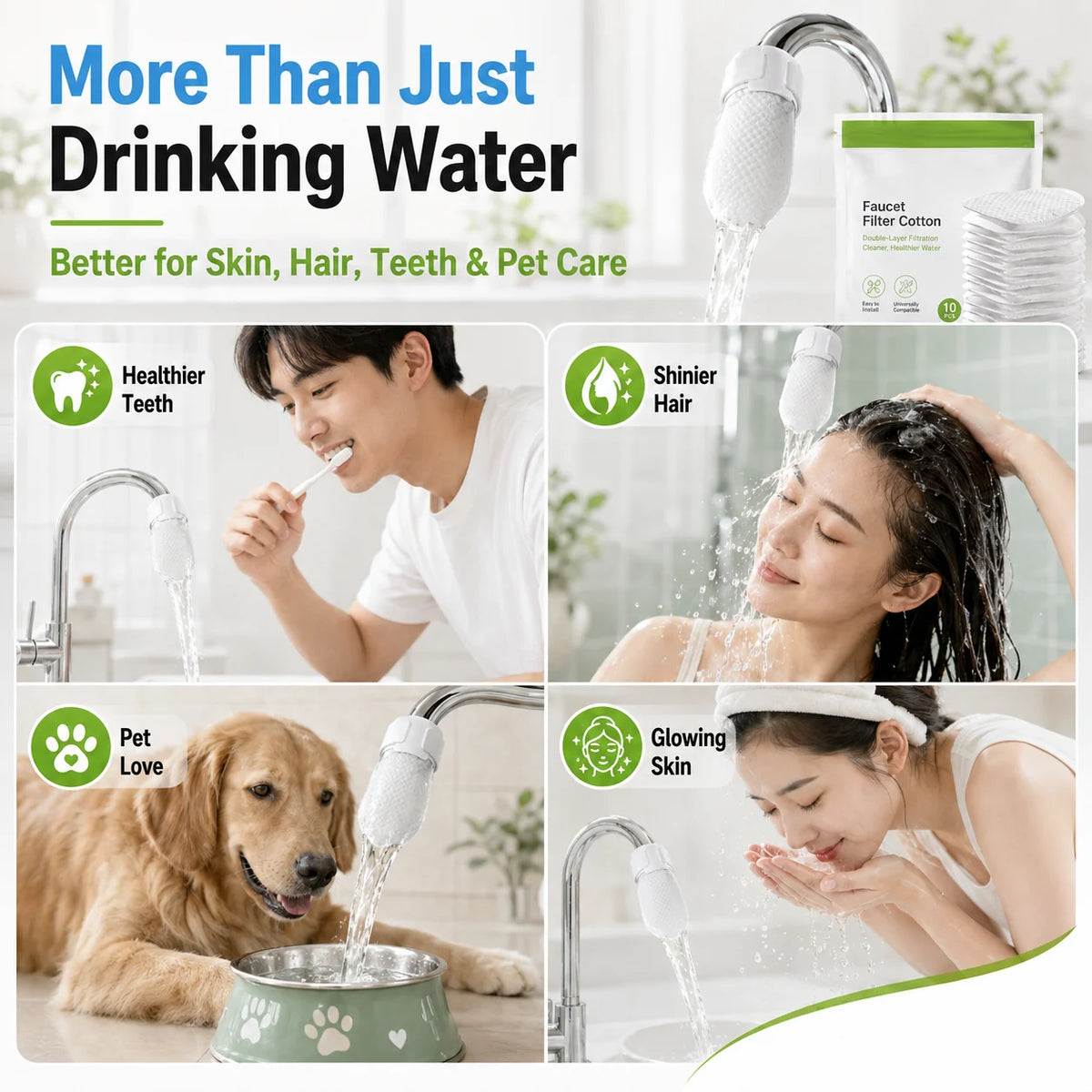 ⏰60%OFF⚡50K+ SOLD!💥Anti-Splash Kitchen Faucet Cotton Filter for Sediment & Rust Removal