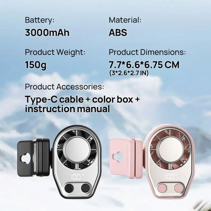 360° Clip Car Fan LED Display USB Cooling