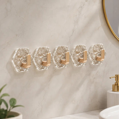 Heavy-Duty Hexagonal Ripple Adhesive Hooks – Waterproof Wall Organizers for Kitchen & Bathroom