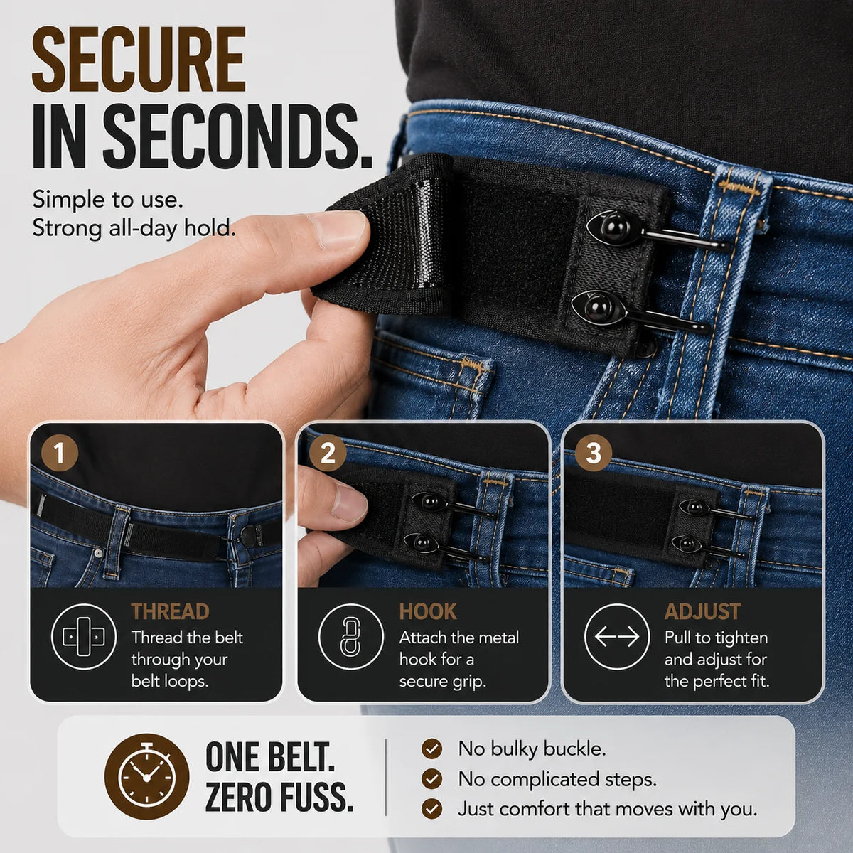 🔥No-Buckle Soft Adjustable Side Tactical Belt Belt for Men & Women