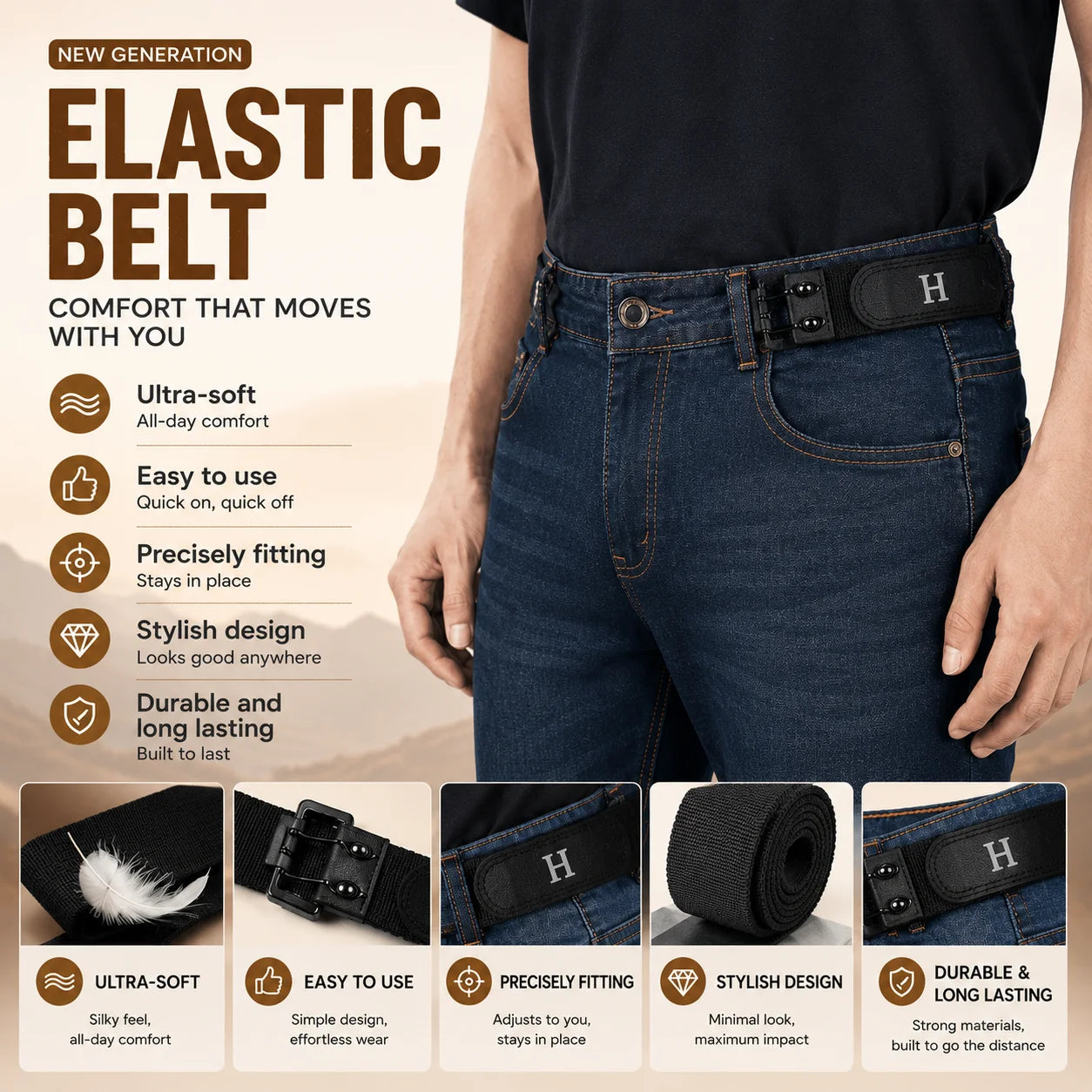 🔥No-Buckle Soft Adjustable Side Tactical Belt Belt for Men & Women