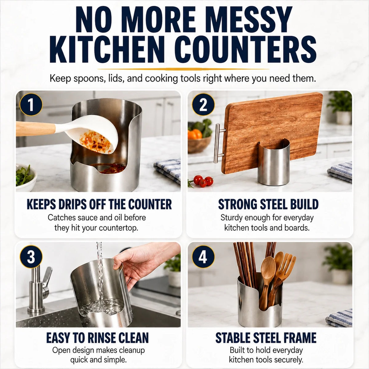 🍽️ Premium Stainless Steel Kitchen Counter Organizer