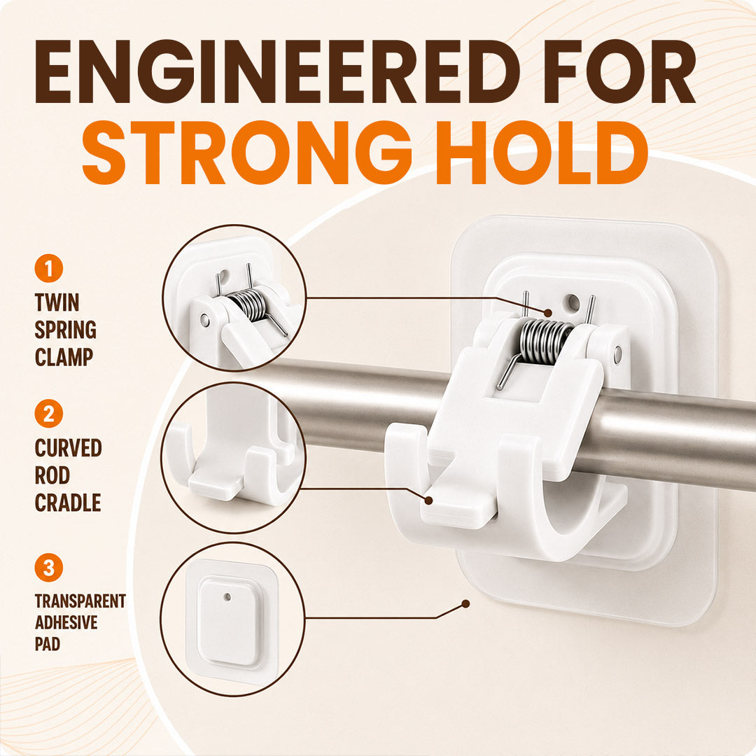 🏠EasyMount No-Drill Curtain Rod Brackets