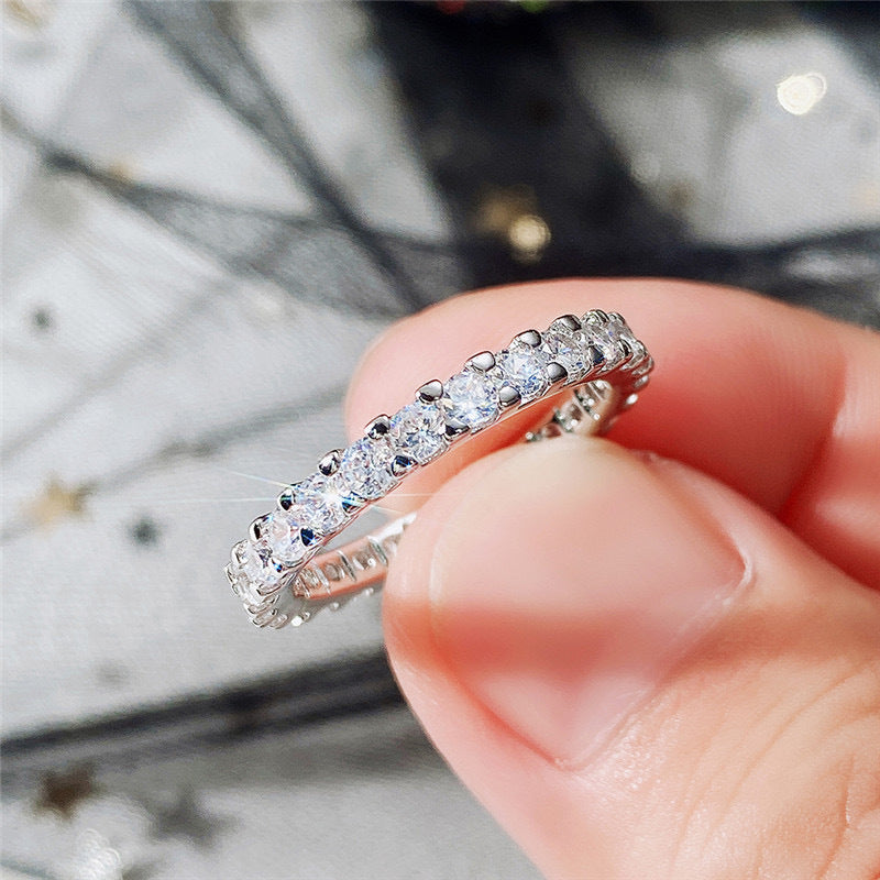 Fully diamond simulated diamond ring