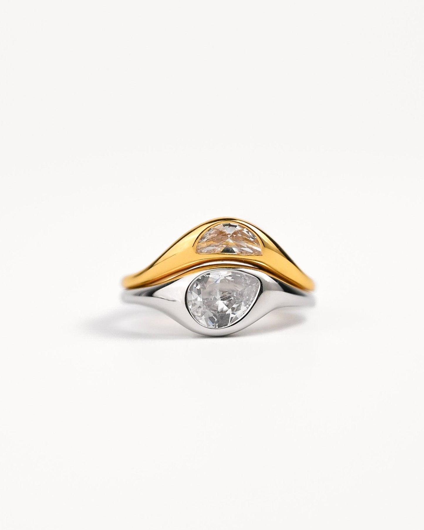 Two Tone Double Ring Set