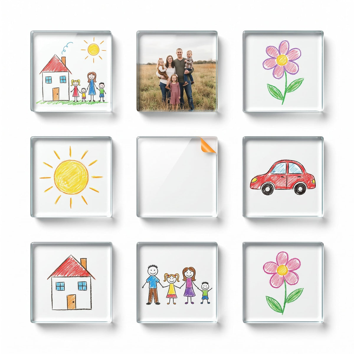 🖼️Magnetic Photo Frames 2"x2" Clear Acrylic DIY Fridge Magnets with Adhesive Backing