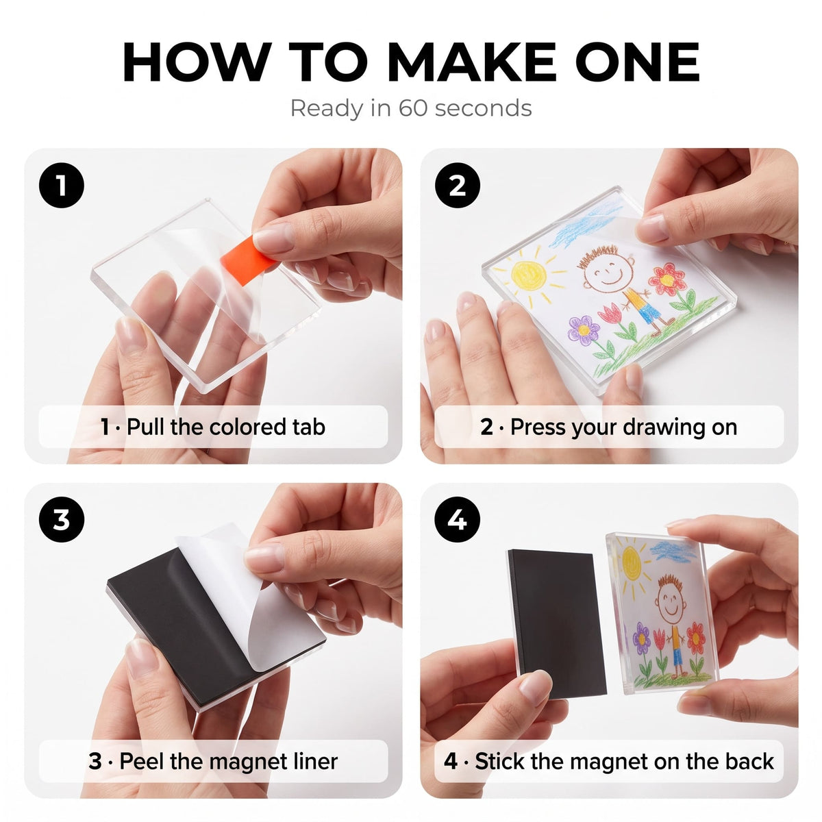 🖼️Magnetic Photo Frames 2"x2" Clear Acrylic DIY Fridge Magnets with Adhesive Backing