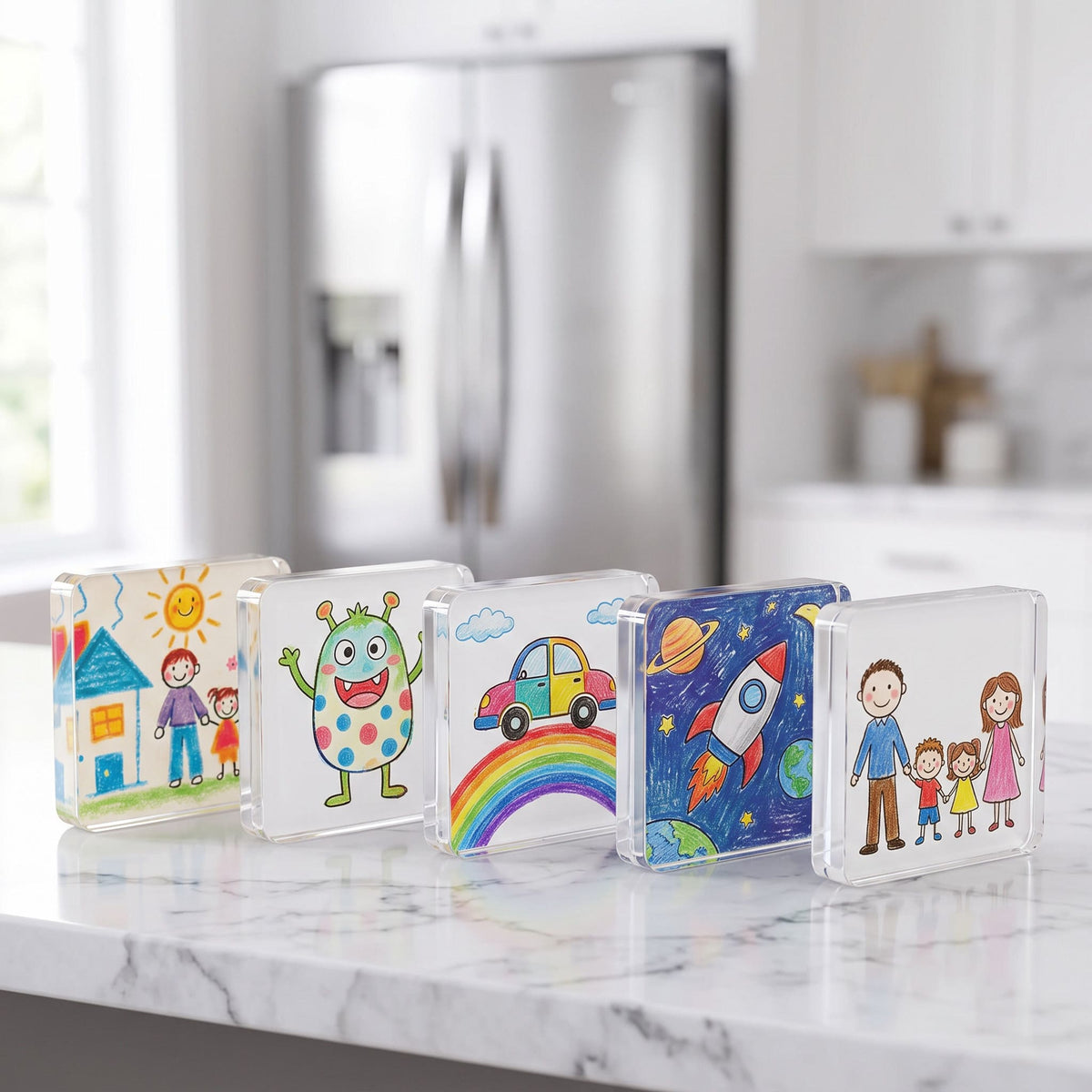 🖼️Magnetic Photo Frames 2"x2" Clear Acrylic DIY Fridge Magnets with Adhesive Backing