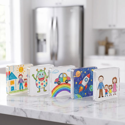 🖼️Magnetic Photo Frames 2"x2" Clear Acrylic DIY Fridge Magnets with Adhesive Backing
