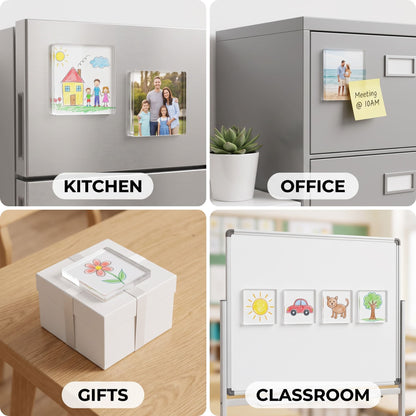 🖼️Magnetic Photo Frames 2"x2" Clear Acrylic DIY Fridge Magnets with Adhesive Backing