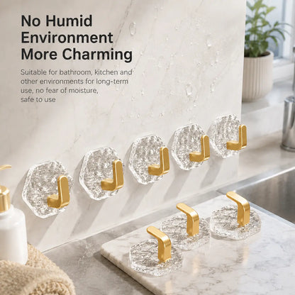 Heavy-Duty Hexagonal Ripple Adhesive Hooks – Waterproof Wall Organizers for Kitchen & Bathroom