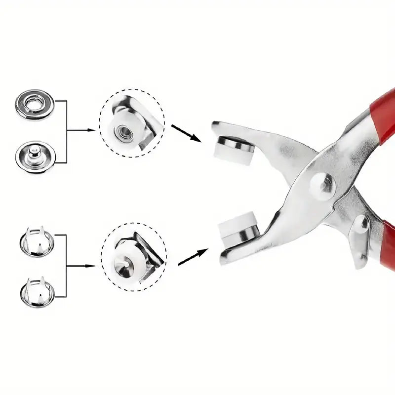 🎁Invisible Colored Metal Buckle Kit with 100pcs & Manual Pressure Pliers Claw Snap Fabric Fastener Instant Tool for Handicraft Clothing