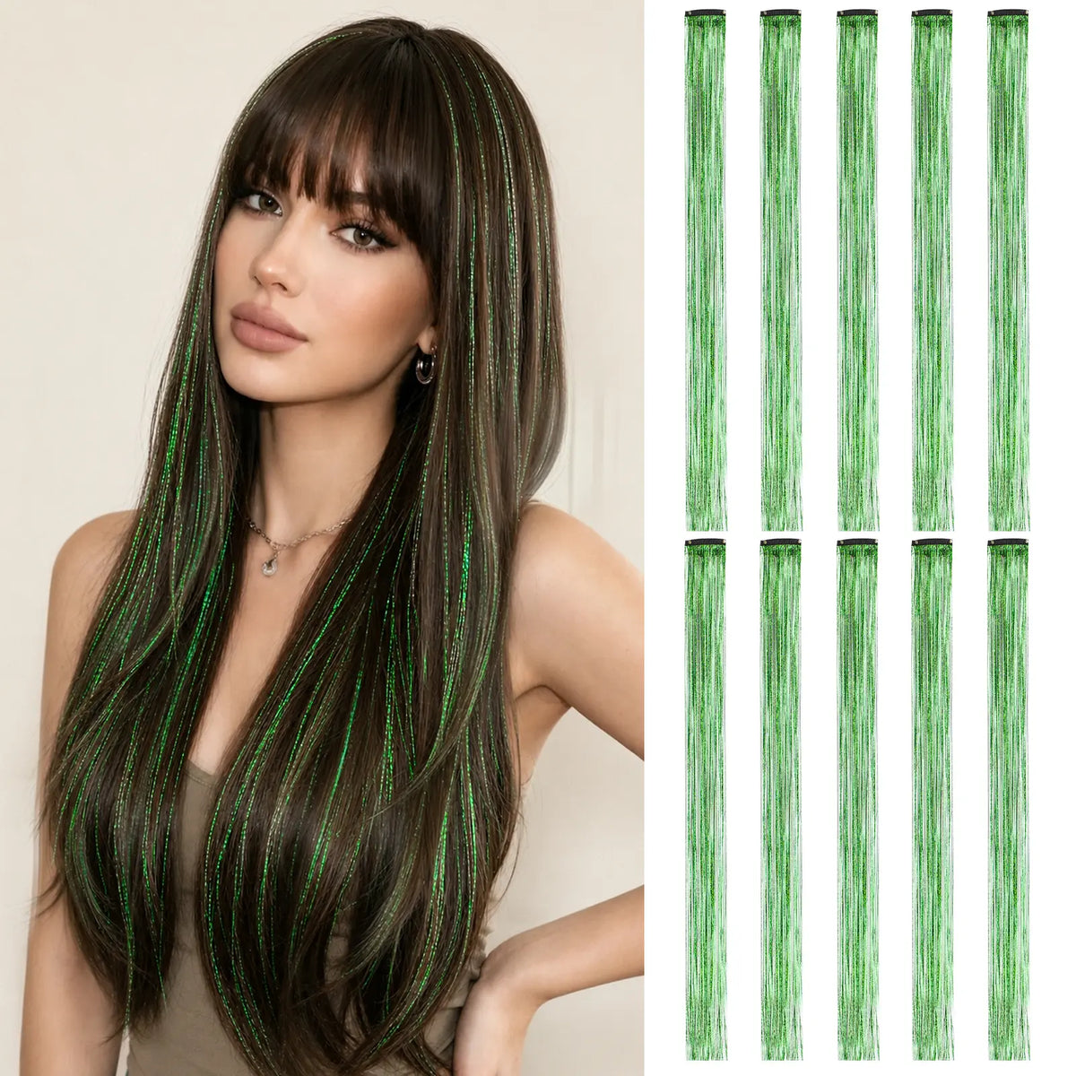 Colored Hair Extensions 20Inch Straight Color Clip in Hair Extension Rainbow Party Highlights Synthetic Hairpiece