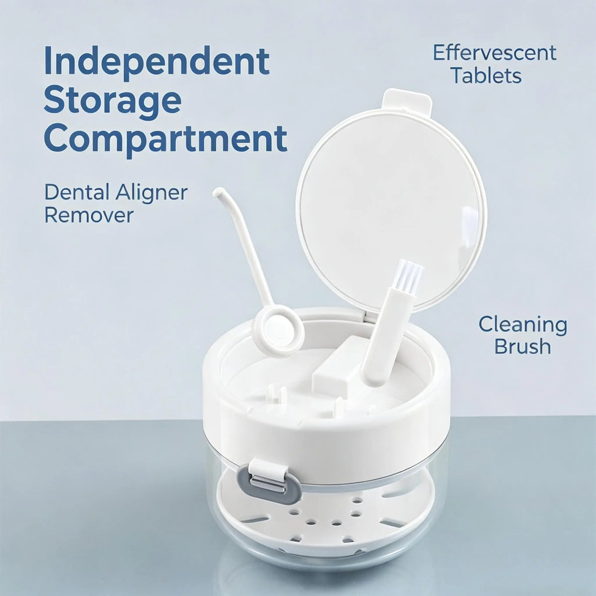 ✨Retainer Cleaner Case Box,Storage Soak Container with Drain Tray for Travel Cleaning with Mirror and Brush