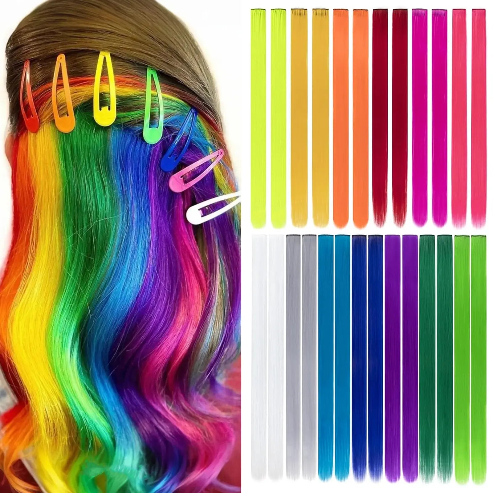 Layer multiple colorful hair extensions