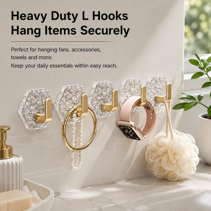 Heavy-Duty Hexagonal Ripple Adhesive Hooks – Waterproof Wall Organizers for Kitchen & Bathroom