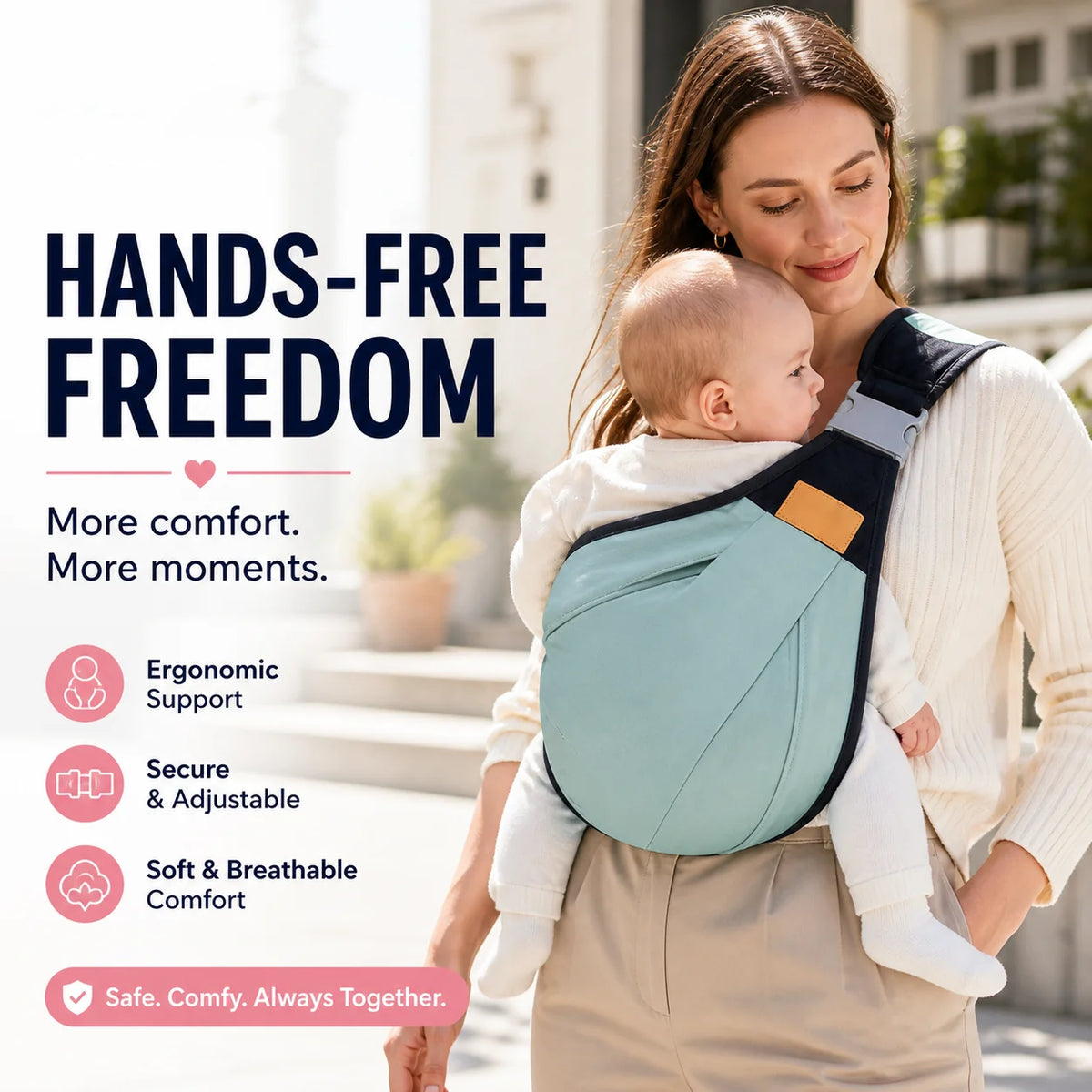 4-in-1 Breathable Baby Carrier – 0-36 Months, Front/Back/Facing In/Out – Hands-Free Comfort for Parent & Baby! ✨