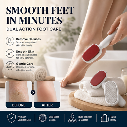 🥳HOT SALE🥳💞15K+ SOLD! Foot Scraper – Premium steel, dual surfaces & travel-ready